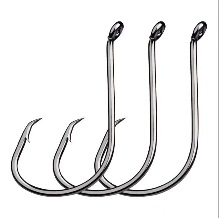 100pcs / Set Esporte Círculo Anzol de alta aço carbono Jig Baitholder Hooks 6/0 # gancho de pesca