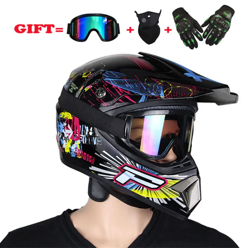 Casque de moto tout-terrain, Casque de Motocross, visage ouvert, ATV, lunettes de vélo de Cross, masque, gants, cadeaux