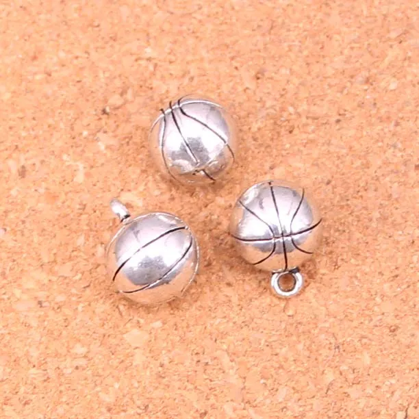 31pcs Charms 3D pallacanestro argento antico placcato pendenti che fanno gioielli in argento tibetano fatti a mano fai da te 11mm