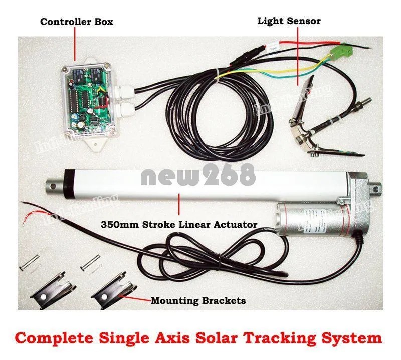 100Wワットソーラーパネルトラッキングシステム-350mm 14 "のためのシングルシングル軸ソーラートラッカーのFreeshipping Solar Panel Solar Tracker  - 日光トラッカーのためのリニアアクチュエータコントローラ