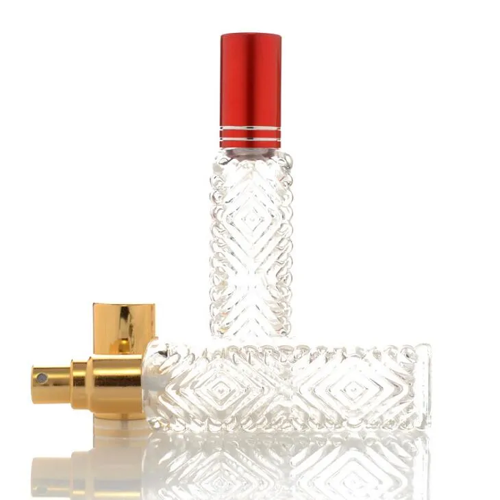 12ml Praça de vidro frasco Frasco de perfume da composição recipiente de água recarregáveis ​​garrafas Pulverizador de vidro claro Cosmetic Container LX1680