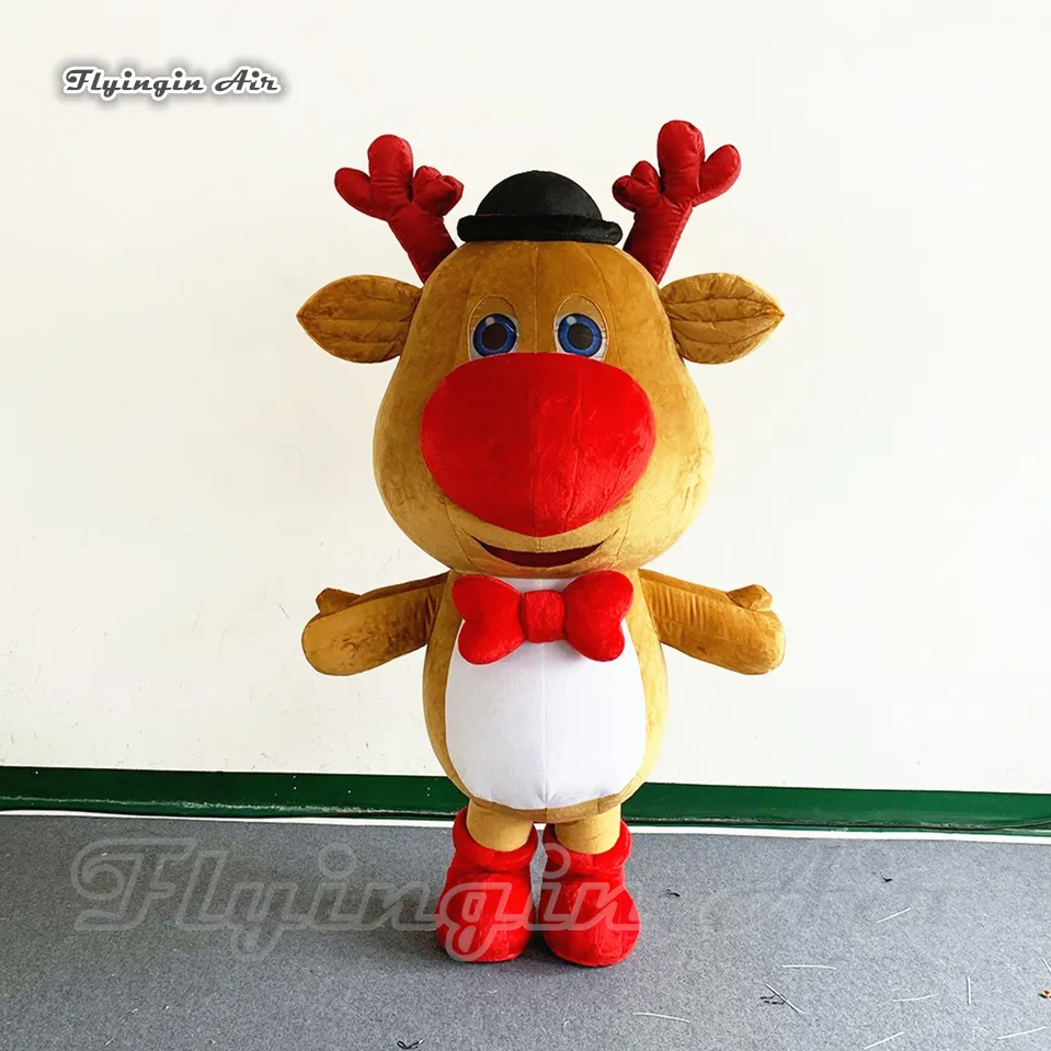 Costume da renna di Natale gonfiabile indossabile 2 m Vestiti da mascotte animale da cartone animato Vestito da alce gonfiabile da passeggio per sfilata