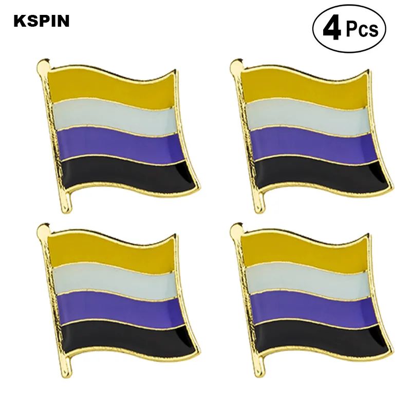 Nonbinary Pride Broş Yaka Pin Bayrak rozeti Broş iğneler Rozetler 4PC