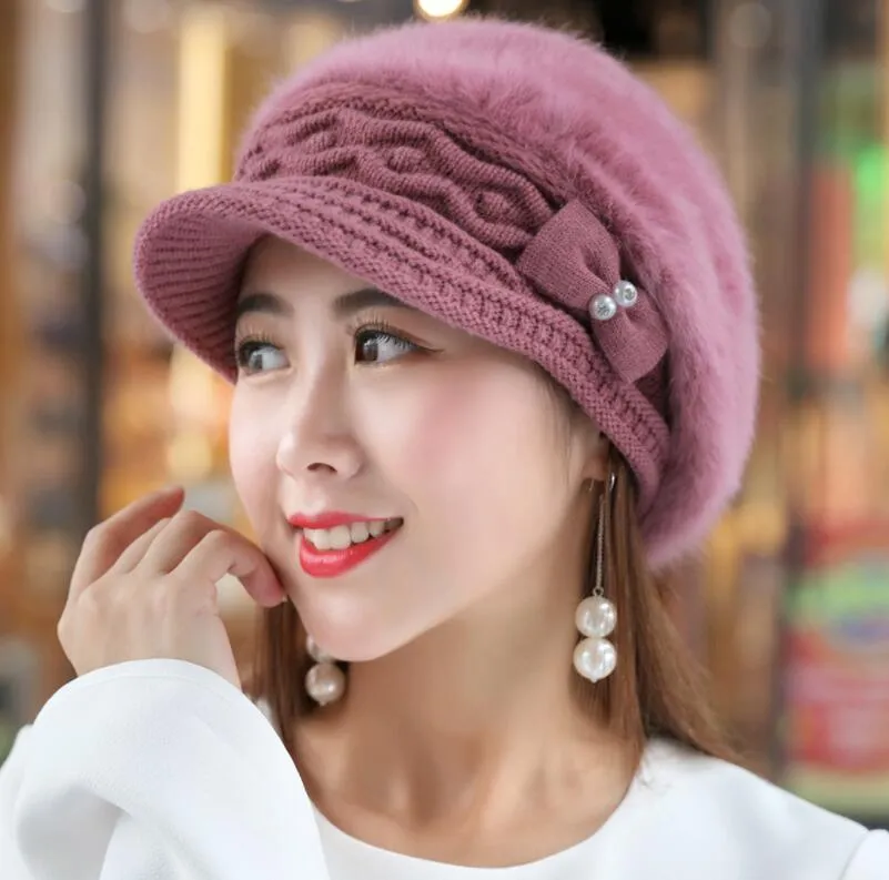 Fashion-Women Fashion Visor Beanie Czapka Wełna Newsboy Hat Beret Ciepły Fleece Faon Zimna Pogoda Darmowa Wysyłka