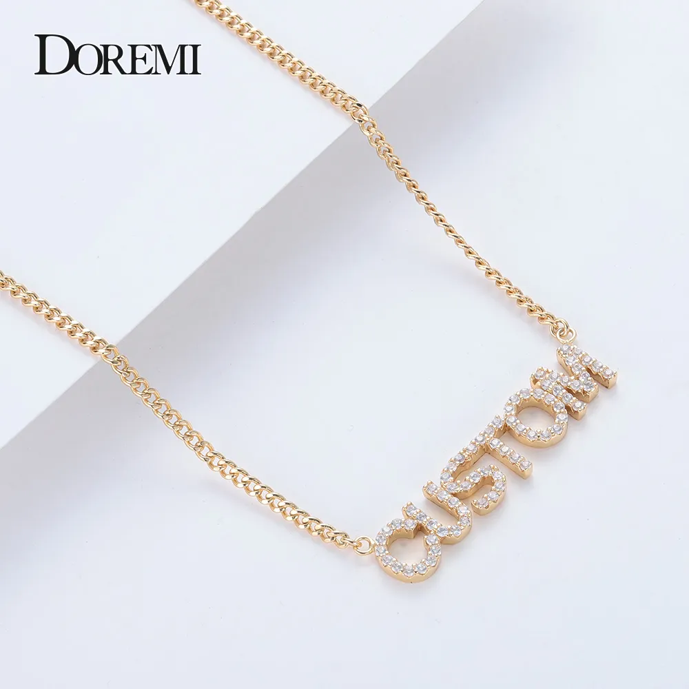 DOREMI Kristallen Hanger Letters Ketting voor Vrouwen Aangepaste Sieraden Aangepaste Naam Kettingen Nummers Gepersonaliseerde Zirconia Hanger