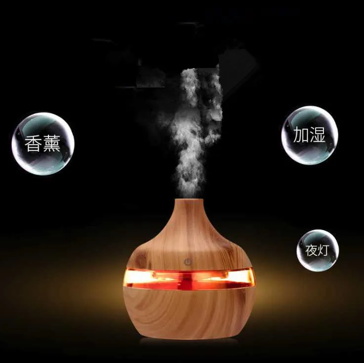 Drop Ship Epack 200ml Diffusore di olio essenziale di aroma Umidificatore ad ultrasuoni Purificatore con forma di venatura del legno 7 luci a LED che cambiano per l'ufficio