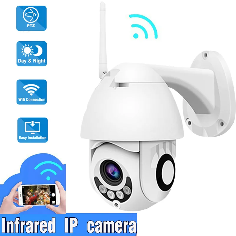 Anspo Full HD 1080p IP-kamera WiFi Outdoor PTZ Speed ​​Dome 360 ​​CCTV Kamera Vattentät Trådlös säkerhet Video Audio Camara IPCAM US-kontakt