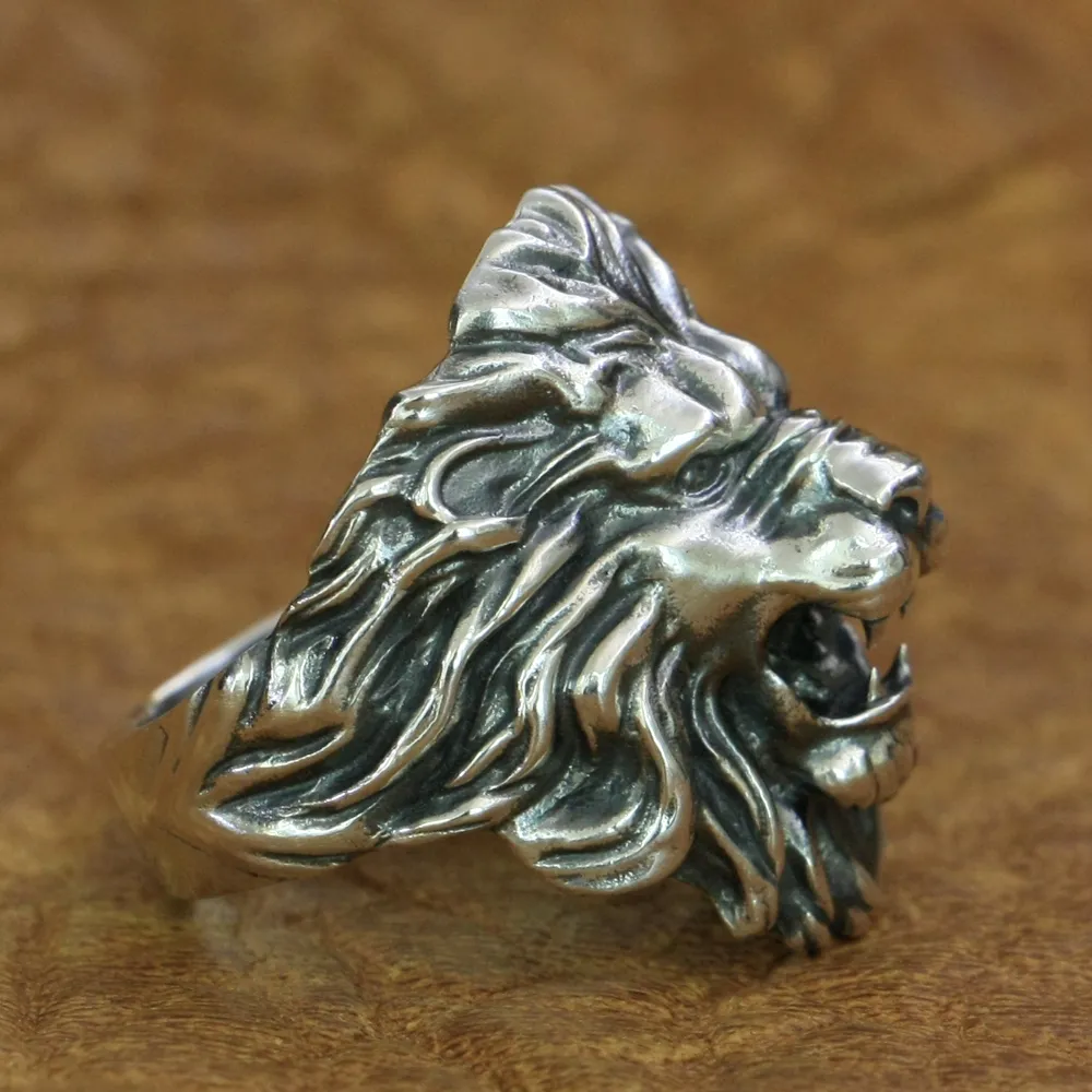 925 Sterling Silver King of Lion Ring Mens Biker Rock Punk Ring TA191 Taille US 7-15 245Y