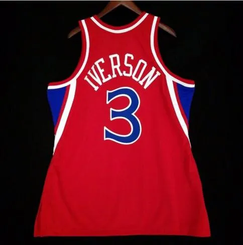 Özel Erkekler Gençlik kadınlar Vintage Allen Iverson Mitchell Ness 96 97 Koleji basketbol Jersey Boyut veya özel herhangi bir ad veya numara formayı-4XL S