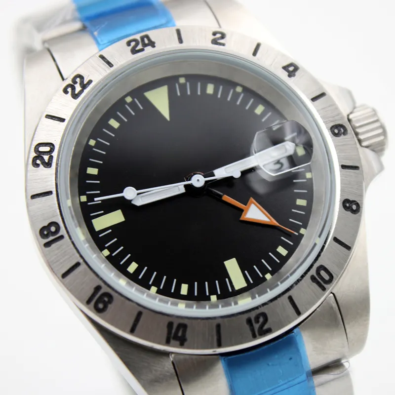 40MM Automatic Mechanical Date Mens Watches Watch Fixed Bezel Black