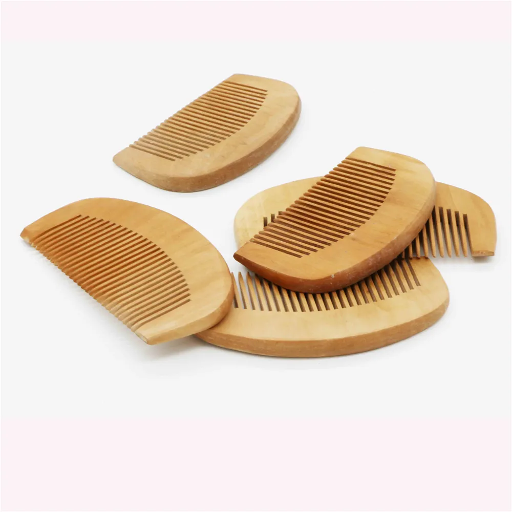 Natural Wide Tooth Peach Wood No-static Massage Hair Mahogany Wooden Comb wood Hair massage Can engrave logo