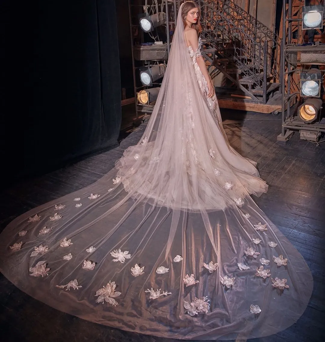 Elegant 3M Wedding Veils Long Cathedral Length One Layer 3D  display picture 2