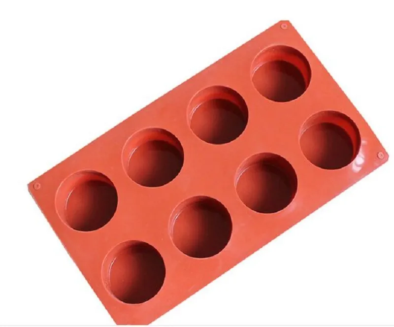 8 holles Cake Pastry Baking Round Jelly Gummy Soap Muffin Mousse Cake Tools Silicone Pudding Mold KD1