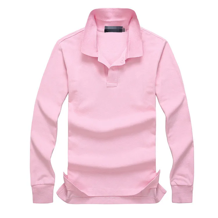 2019 nouvelle vente chaude Polo hommes grand petit cheval solide à manches longues été décontracté Polo hommes Slim Polos chemise décontractée