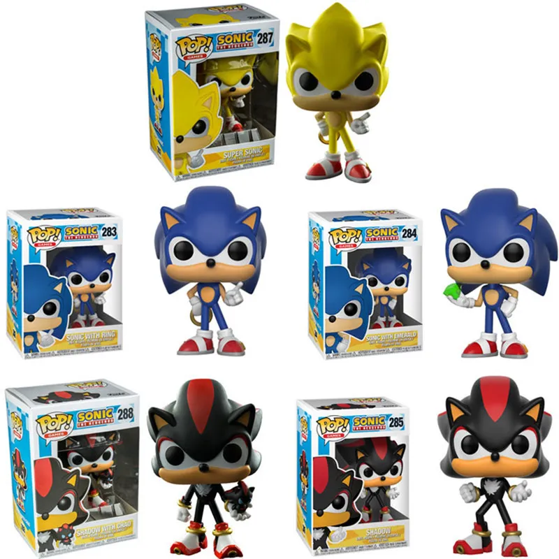 Funko POP Süper Sonic Vinil Bebekler # 283 Sonic Yüzük / Zümrüt Gölge Koleksiyon Model Aksiyon Figürü Oyuncaklar Doğum Günü Hediyesi için