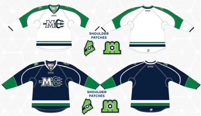 Custom Men Youth Women Vintage Maine Mariners ECHL Uniforms 2018 - Main Image