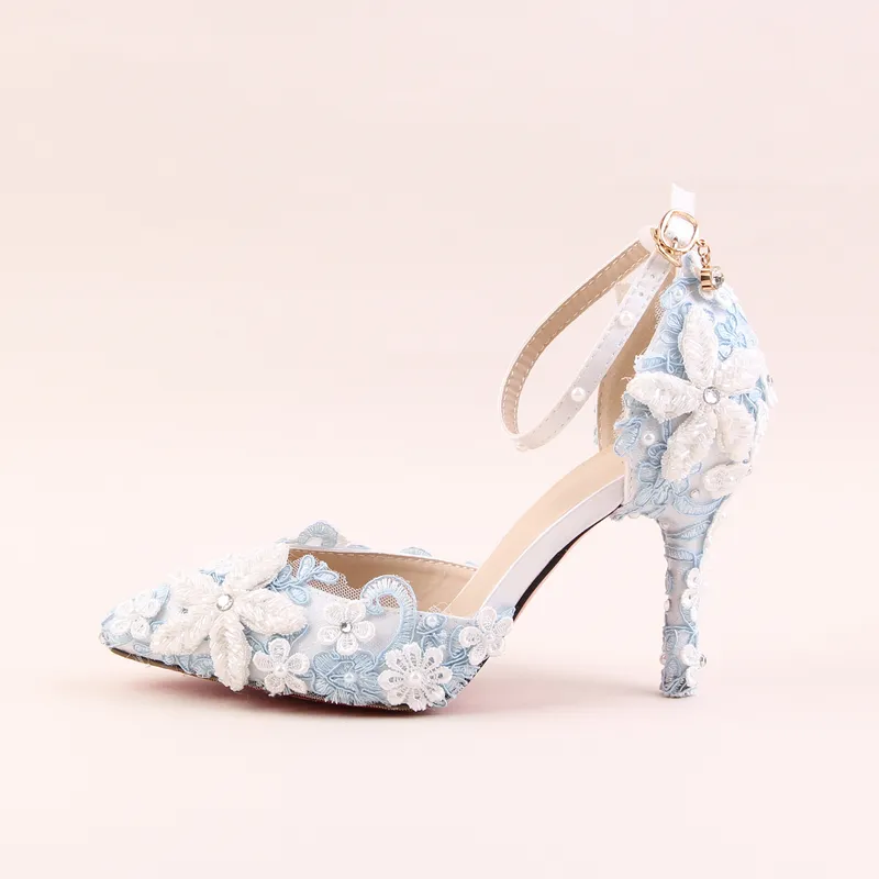 Blue lace wedding clearance shoes