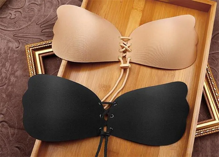 Donne Bra Invisible Bra Nubra Butterfly Ala invisibile Bras Push-up senza cuciture senza cuciture Brasless Bra Autoadesivo Stick Su Bra invisibile 2 Colore