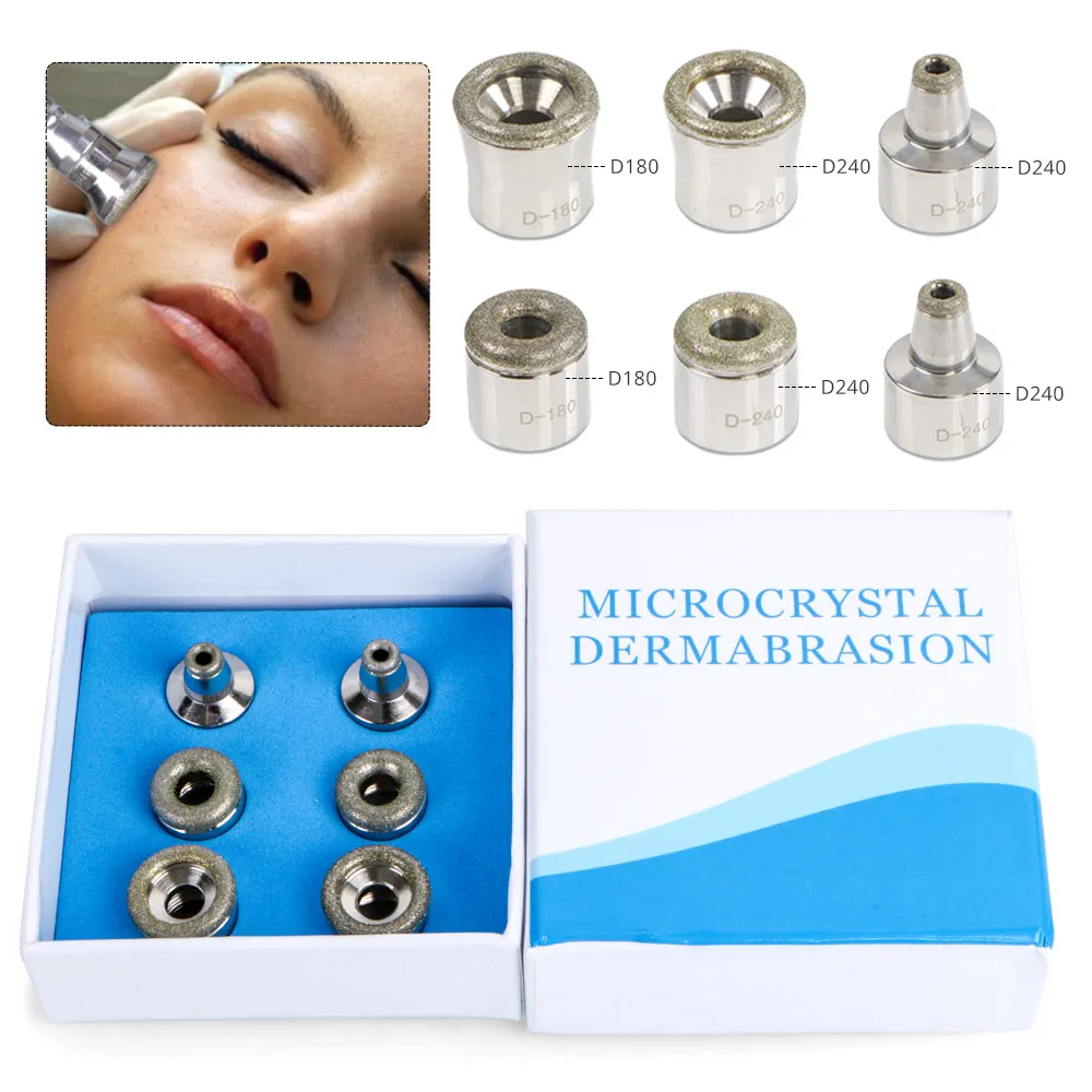 Bästa Pris Diamond Dermabrasion Microdermabrasion Skin Peeling Replacement Tips 6 Enheter för Rostfritt Wands Diamond Peel Vacuum Machine