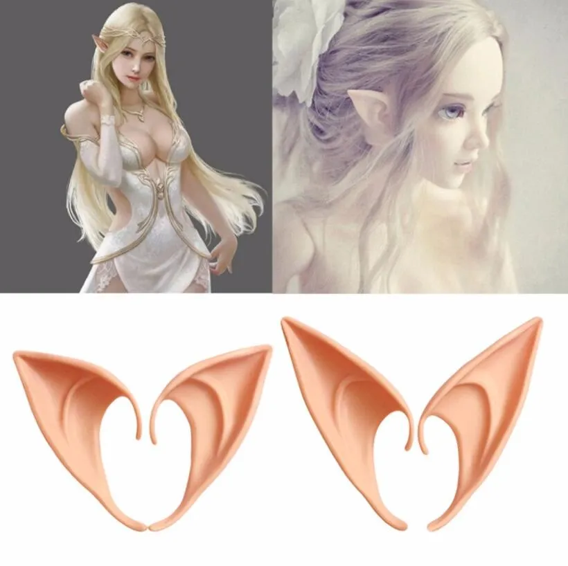 Yeni Gizemli Melek Elf Kulakları Cosplay Aksesuarları Cadılar Bayramı Maskesi Elf Kulakları Lateks Yumuşak Noktası Parti Protez Anime Elf Kulakları Peri 1 Pair = 2 adet