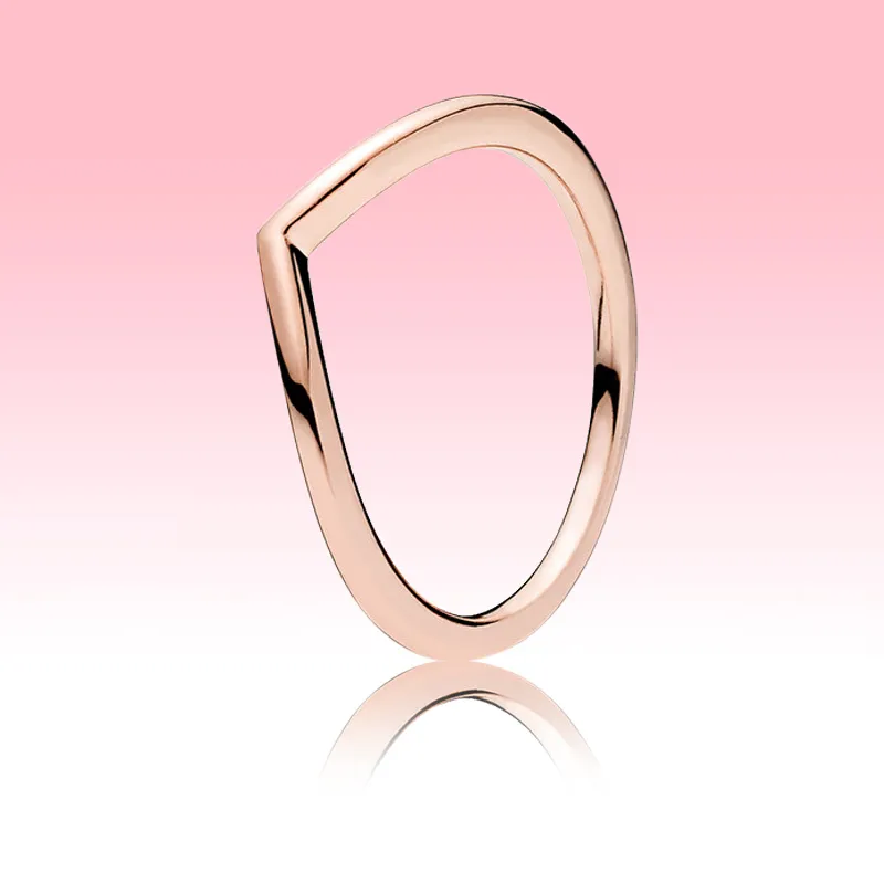 3 colors Polished Wishbone Ring yellow gold Rose gold plated Women Jewelry for Pandora Real 925 Silver Mens rings with Original box