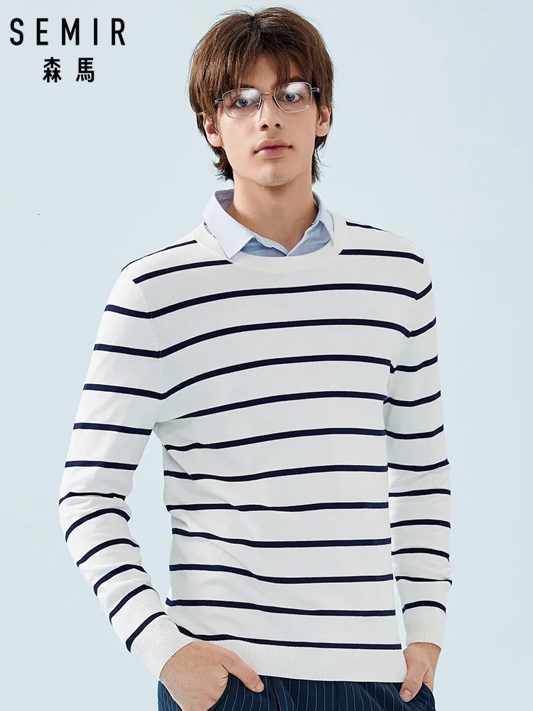 Men Fine Knit Sweater Mens Striped 