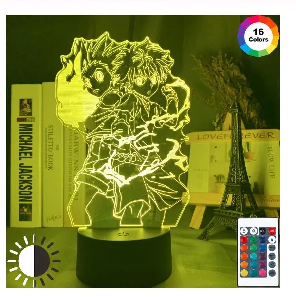 Gon et Killua Figure 3d Veilleuse Anime Hunter X Hunter Veilleuse pour Enfant Chambre Décor Éclairage Enfant Cadeau HxH Lampe Bedside216d