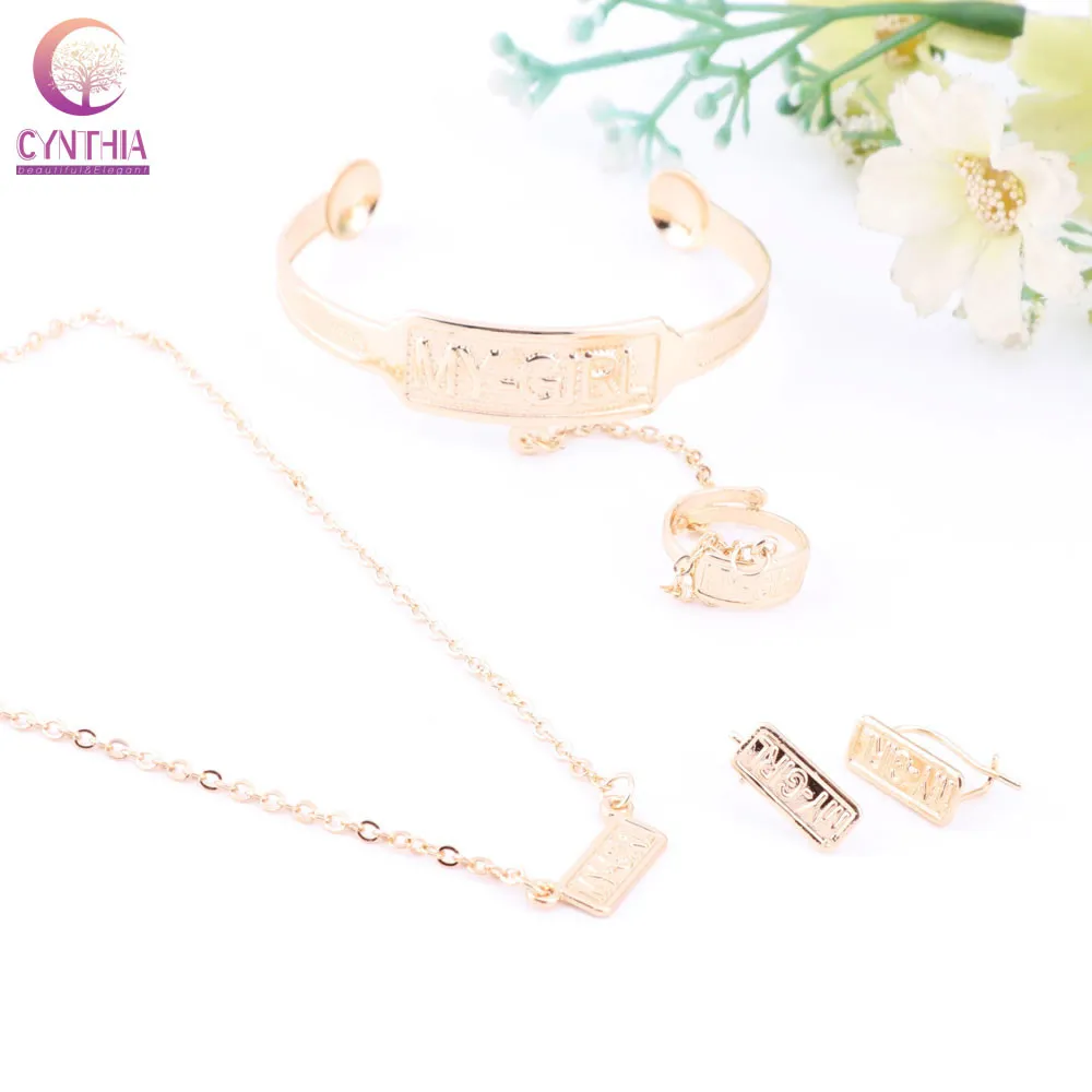 Fashion 18K Gold Plated Children Baby Jewelry Sets Necklace/Earrings