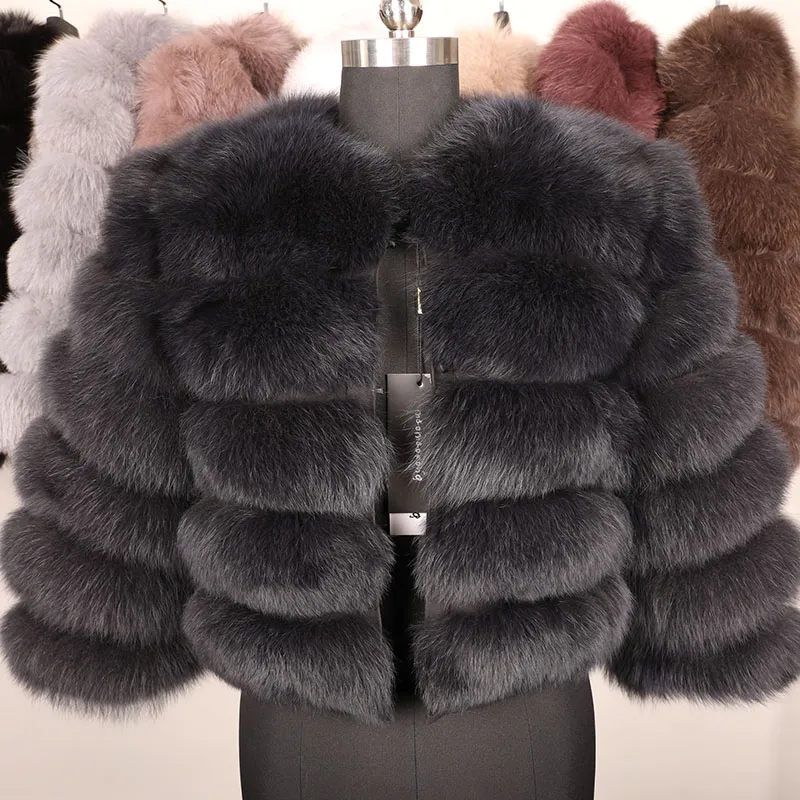 Naturlig Real Fur Coat Women Winter 50cm Natural Fur Vest Jacket Fashion Outwear Real Vest Coat