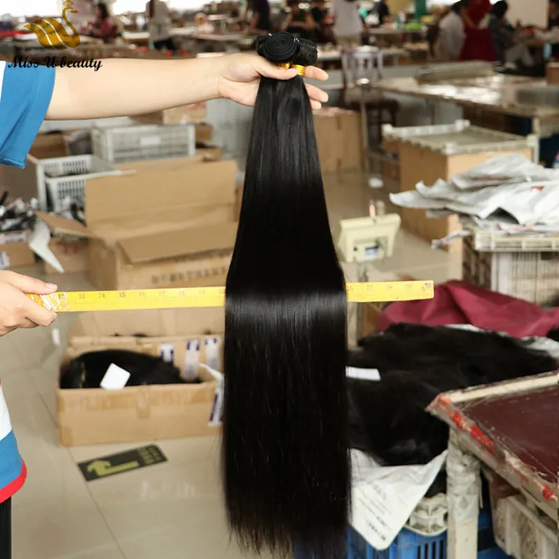 브라질 처녀의 인간 머리 묶음 이중 씨제 헤어 weaves 염색 가능한 자연 컬러 부드러운 직선 3bundles
