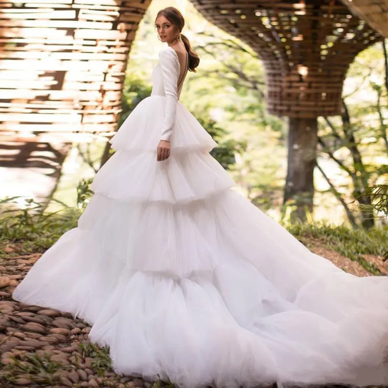 Wedding gown with deals long trail