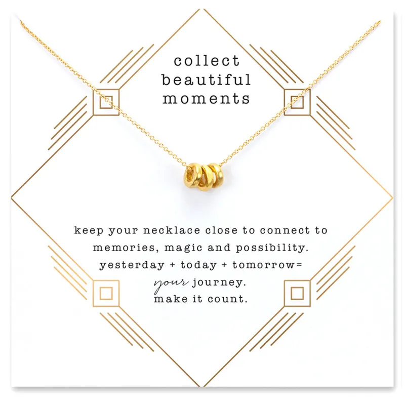 Neue Choker-Halsketten mit Karte, Gold, Silber, drei Kreise-Anhänger-Halskette für modischen Damenschmuck, schöne Momente
