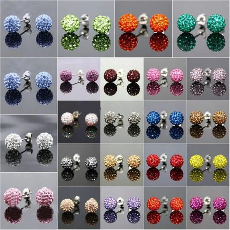 Fashion 10mm Handmade Crystal Earrings Trendy Womens Simple Genuine Crystal Disco Ball Stud Earring Wholesaling Resin Stone Jewelry