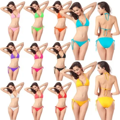 Femmes maillots de bain Sexy plage Bikini solide sangle maillot de bain été maillots de bain maillots de bain mode String Tankini deux pièces ensemble YFA1095