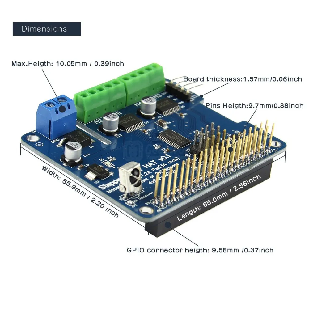 Freeshipping Raspberry Pi 3 Motor CHAPÉU Função completa Placa de Expansão do Robô de Apoio Raspberry Pi 3 / 2B / B + (Stepper / Motor / Servo / IR Remoto)