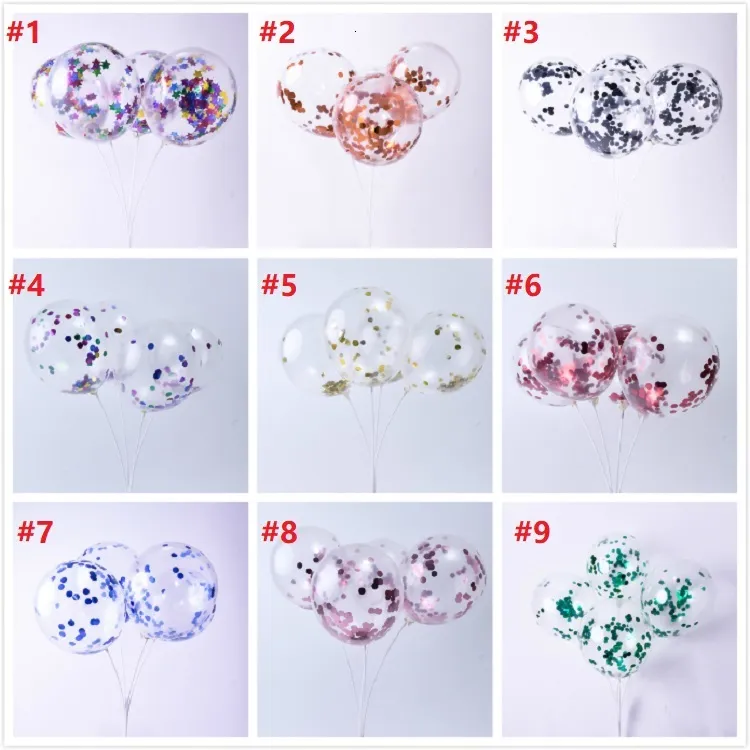 New Fashion Multicolor Latex Sequins Filled Clear Balloons Novelty Kids Toys Beautiful Birthday Party Wedding Decorations 12 inch