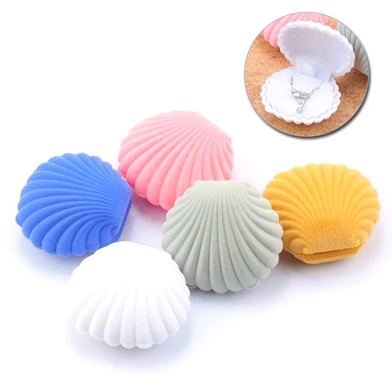 Shell jewelry box high-grade velvet jewelry box creative jewelry box ring boxes velvet earring jewelery case