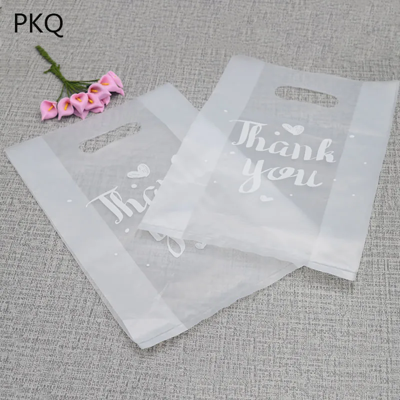 100 stks doorschijnend plastic zakken, dank u plastic zakken, huwelijksfeest voor de detailhandelszakken voor dozen