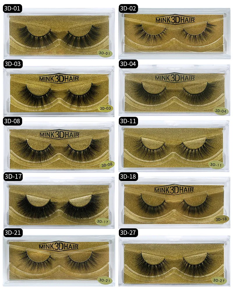 Cils de cheveux 3D longs naturels en vison véritable de qualité supérieure, faux cils doux et vifs, 25 modèles disponibles, extensions de cils gratuites DHL