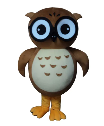 Costume de mascotte de hibou marron personnalisé professionnel, vêtements de mascotte de hibou Dr, robe fantaisie de fête d'halloween de noël 196D