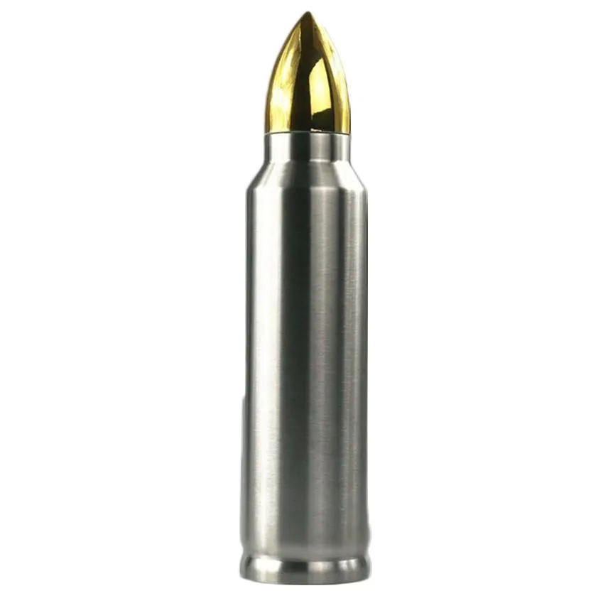 Bullet Shape Thermos 500ml isolatie beker roestvrij stalen vacuüm water fles militaire raket beker koffiemok drinkwaren