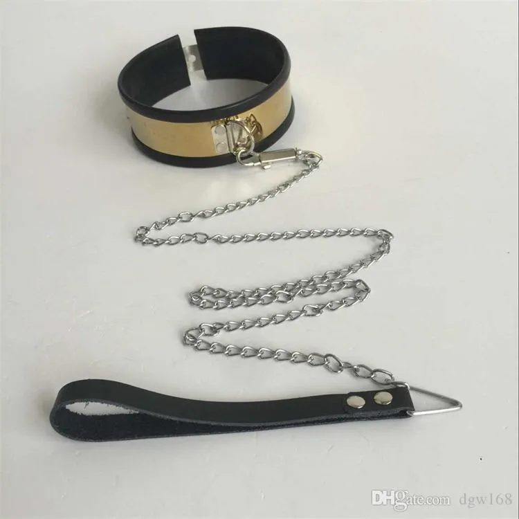 Produits érotiques pour adultes sexe bondage doublé de caoutchouc en acier inoxydable verrouillage posture collier cou retenue harnais jouets