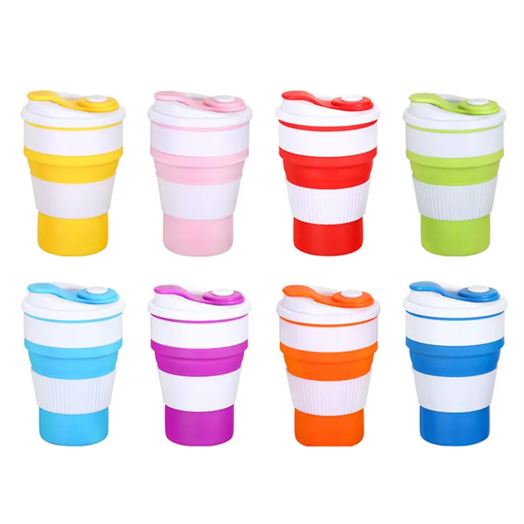 Neue 8 Farbe Silica Gel Tasse Faltbecher kreative Kaffeetasse Outdoor-Sport Wasserflasche Reise tragbare Trinkgefäße T2I5798