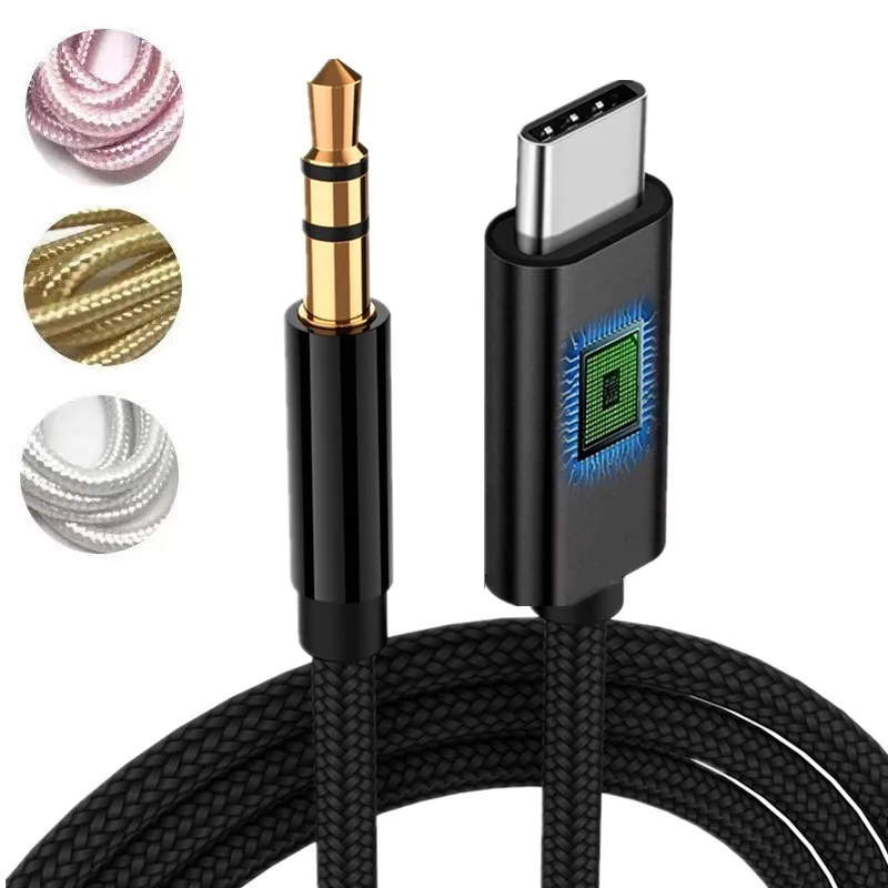 Type-C To 3.5mm Audio Aux Cable - Braided Nylon, 1 Meter, For Phones Without Headphone Jack