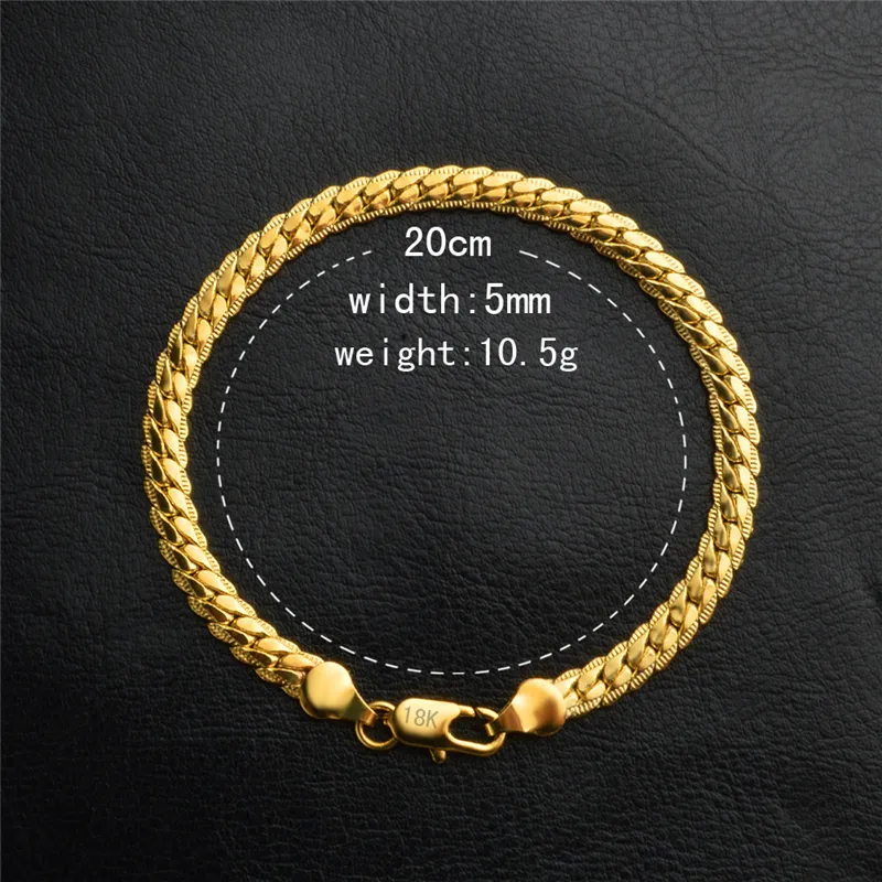 Pulsera Gruesa De Oro De 18 Quilates, Pulsera De Eslabones Omega, Pulsera Chapada En Oro De 5 Mm Para Ella, Pulsera De Eslabones Dorados, Pulsera Gruesa De Oro, Pulsera Para Mujer - España