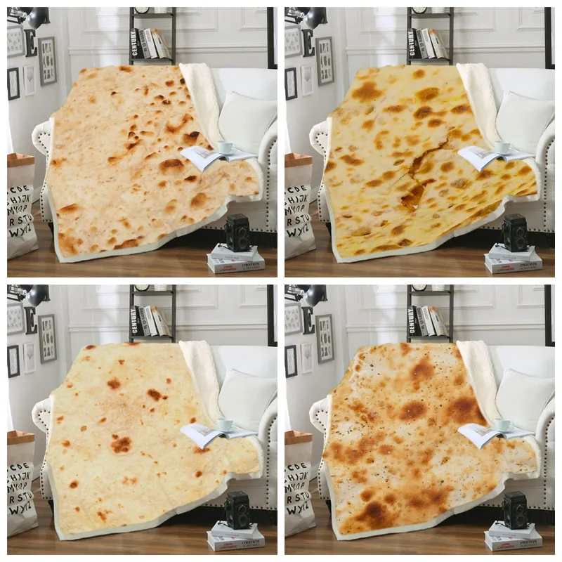 Mexico Tortilla Blanket 3D Digital Utskrift Tortilla Matta Pannkaka Handduk Camping Picnic Hem Sovrum Rektangel Pad Blanketter GGA2166