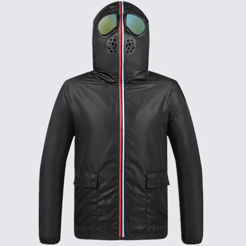 Men's Hooded windbreaker with Glasses Mask - Zip-Up
