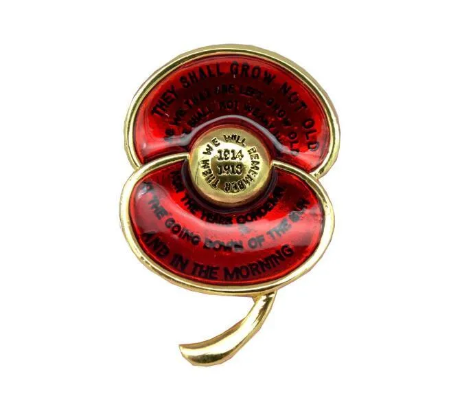 Ода памятника Red Enamel Poppy Broug First World War Tentenary Righted с стихотворением «для падшего»