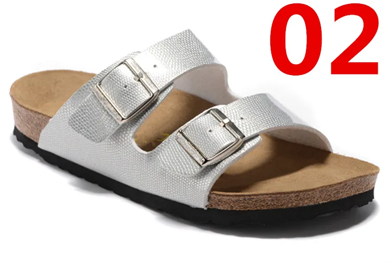 Arizona Women`s Flat Sandals Women Double Buckle Famous style Summer Beach design shoes Top Quality Genuine Leather Slippers 36-47