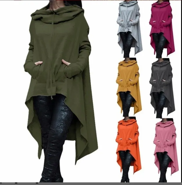 Große Größe Unregelmäßige Langarm Hoodies Jacken Frauen Mode Feste Beiläufige Mantel Herbst Blusen Sweatshirts Pullover Outwear Jumper Kleidung